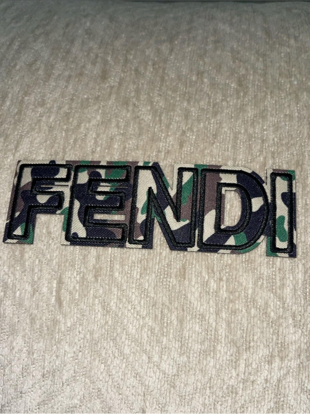 Small Camouflage Logo Iron on Patch in Green and Black